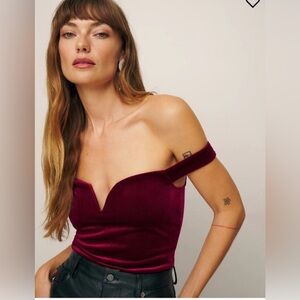 Andria Reformation velvet boat neck top, XXS, NWT